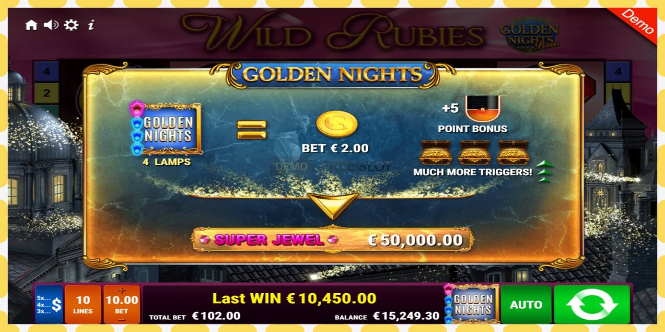 Demo slot Wild Rubies Golden Nights free and without registration, picture - 1