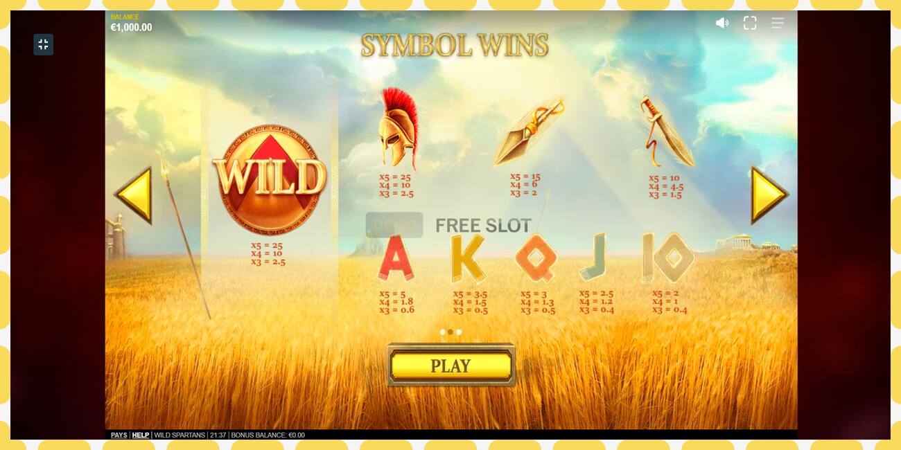 Slot de demostración Wild Spartans gratuíto e sen rexistro, imaxe - 1