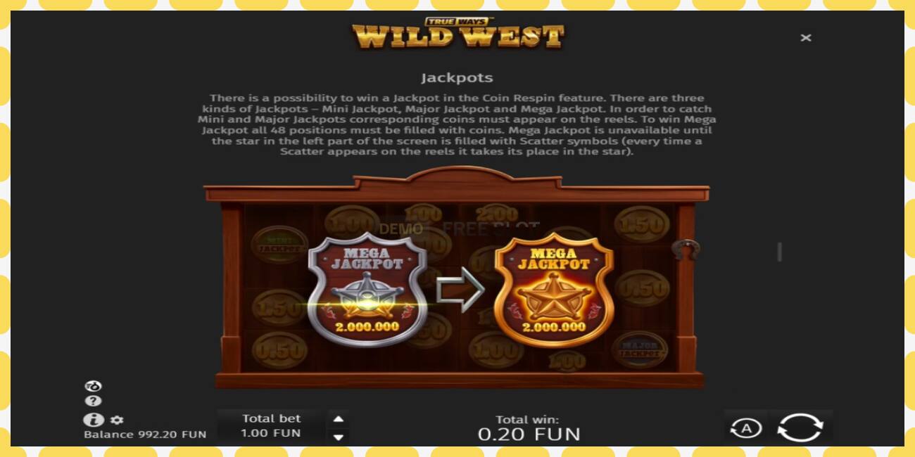 Demo slot Wild West Trueways gratis og uden registrering, billede - 1