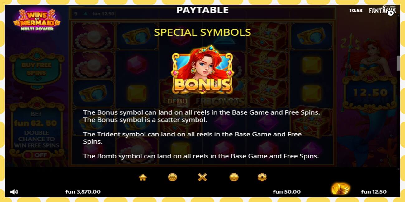 Slot de demonstração Wins of Mermaid Multi Power grátis e sem registro, foto - 1