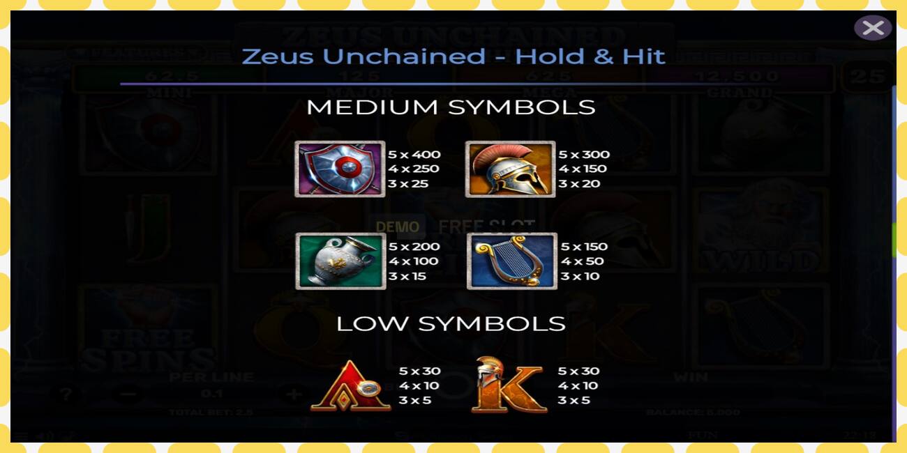 Demo slot Zeus Unchained - Hold & Hit free and without registration, picture - 1