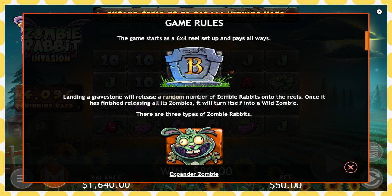 Ranura de demostración Zombie Rabbit Invasion gratis y sin registro, imagen - 1